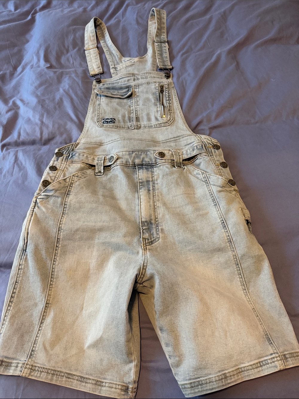 Nasty Pig Light Wash Denim Short Overalls